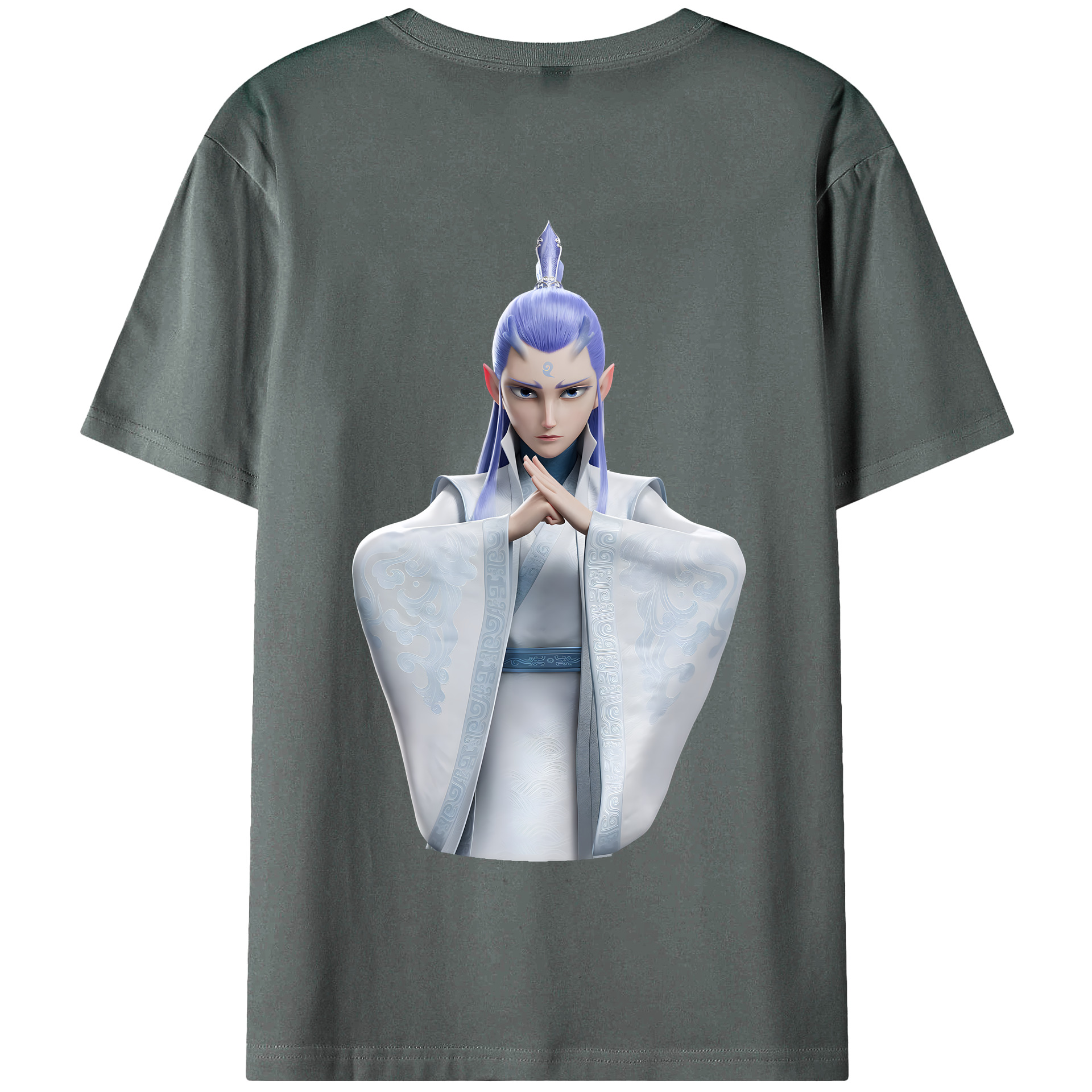 （画像用） Ne Zha 2 ナタ 魔童の大暴れ 綿100％半袖Tシャツ（背面プリント）